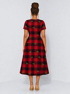 "Mikeka" Sweetheart Midi Dress — back view on model