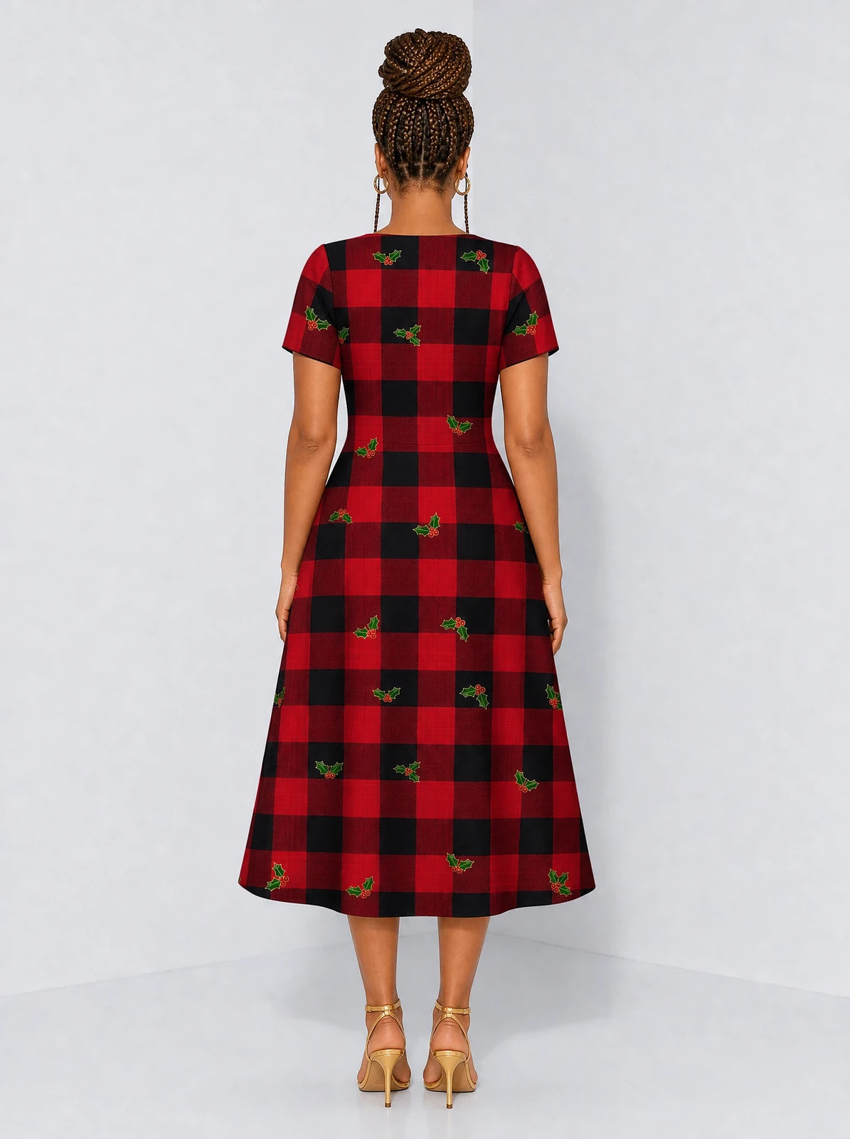"Mikeka" Sweetheart Midi Dress — back view on model