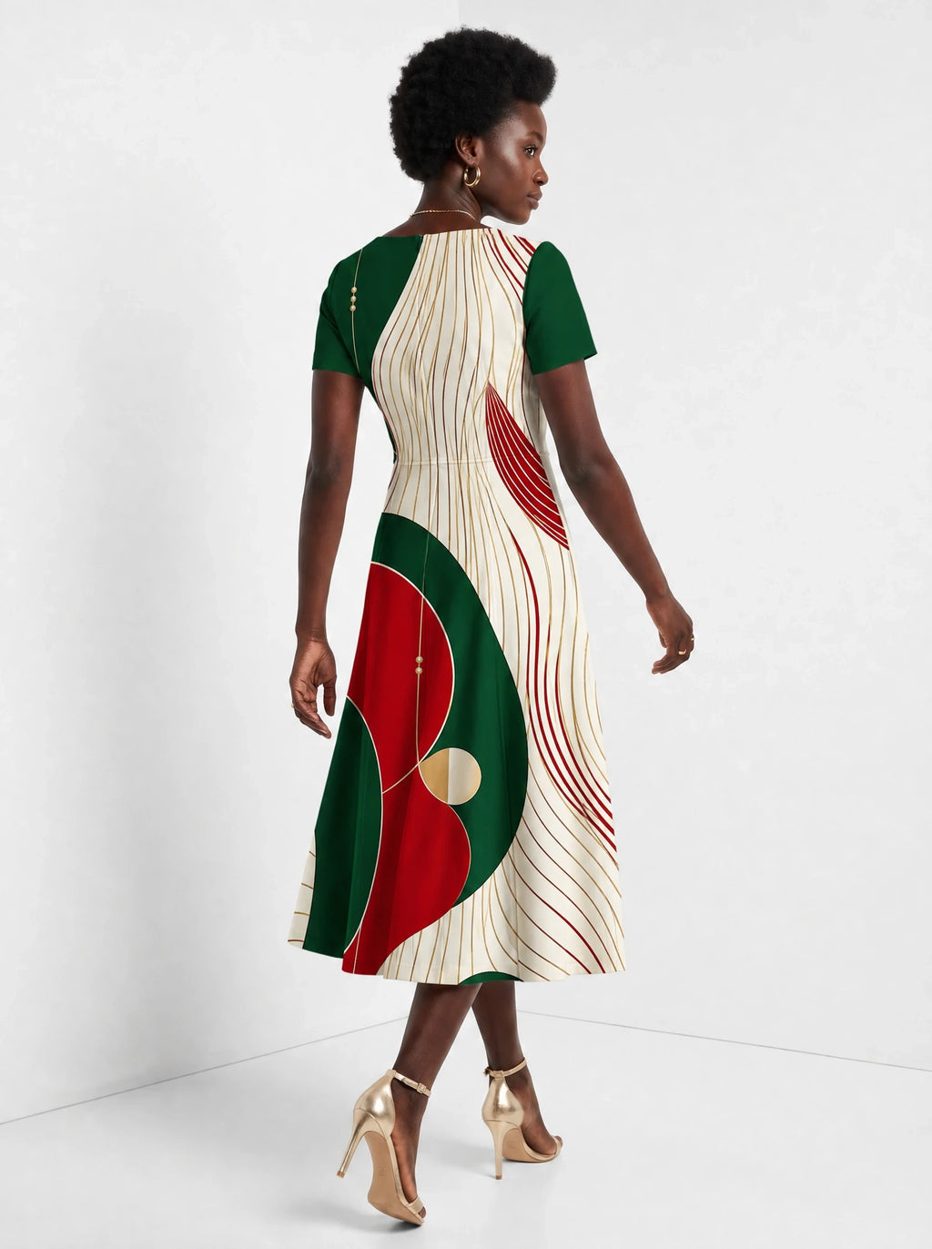 "Mikondo" Sweetheart Midi Dress — back view on model