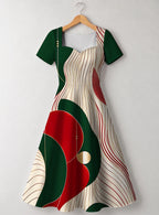 "Mikondo" Sweetheart Midi Dress — back view