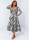 "Milia" Long Sleeve Sweetheart Midi Dress