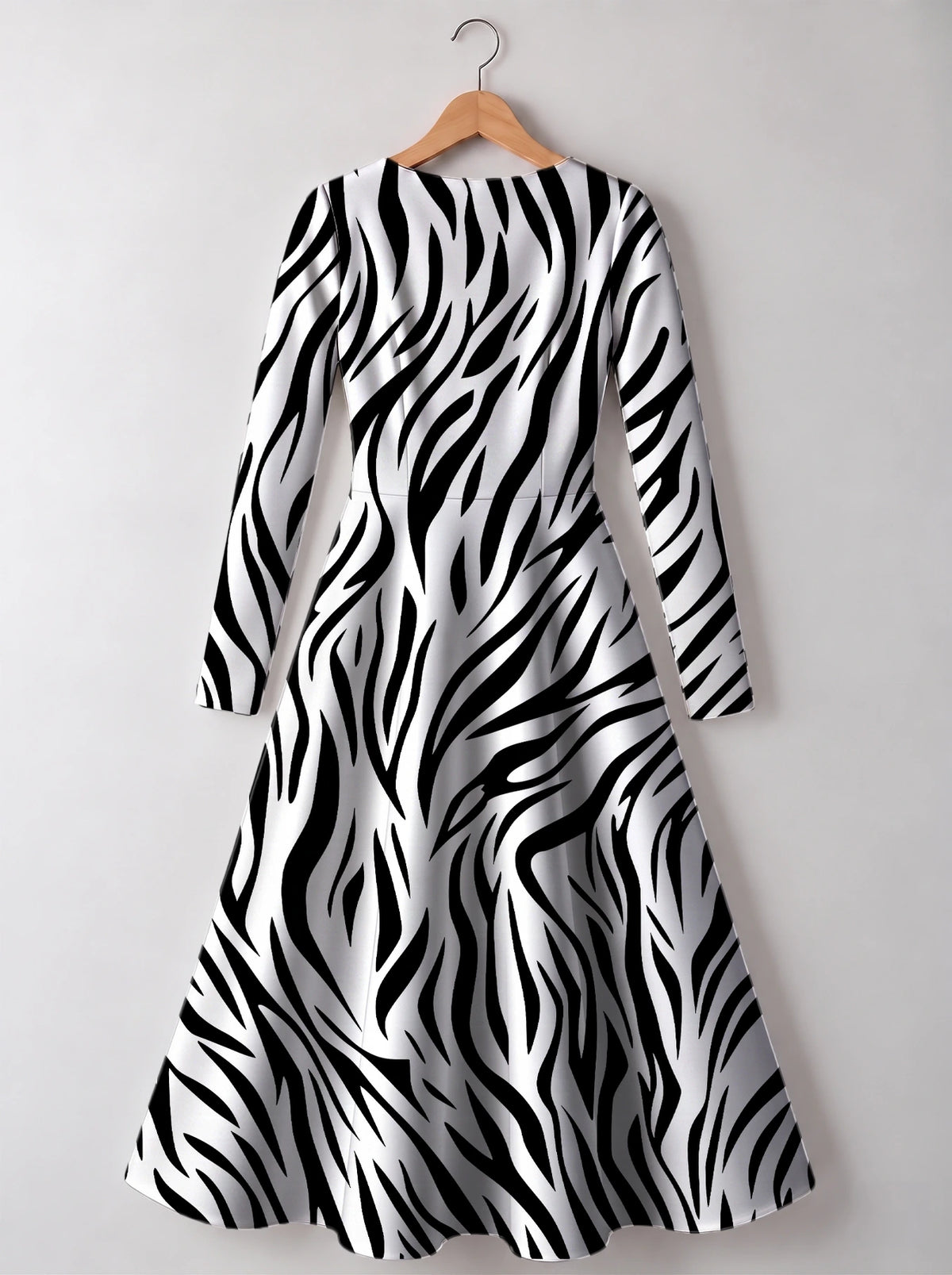 "Milia" Long Sleeve Sweetheart Midi Dress — back view