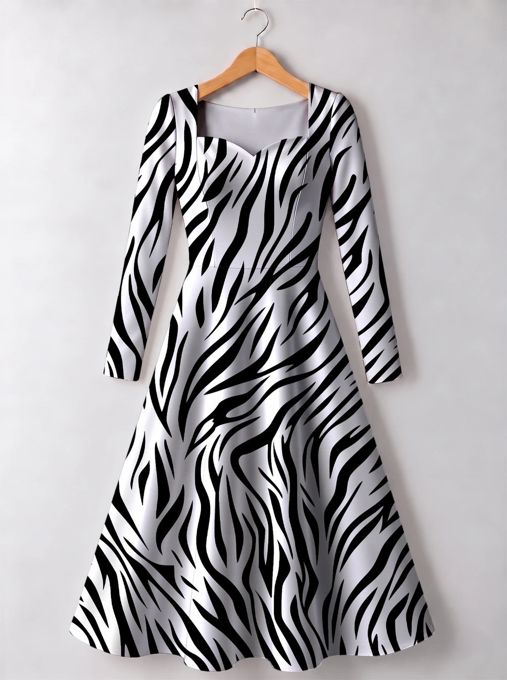 "Milia" Long Sleeve Sweetheart Midi Dress — front view