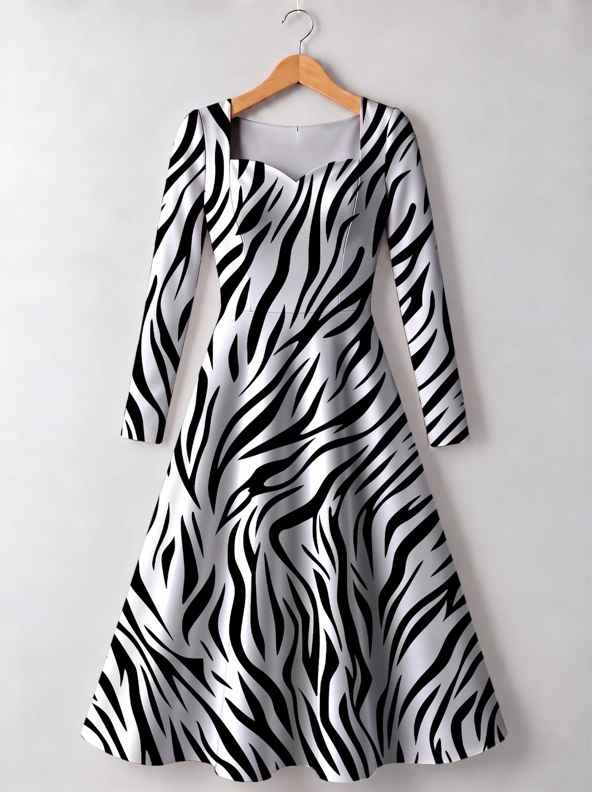 "Milia" Long Sleeve Sweetheart Midi Dress — front view
