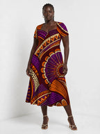 "Mionzi" Sweetheart Midi Dress — front view on model