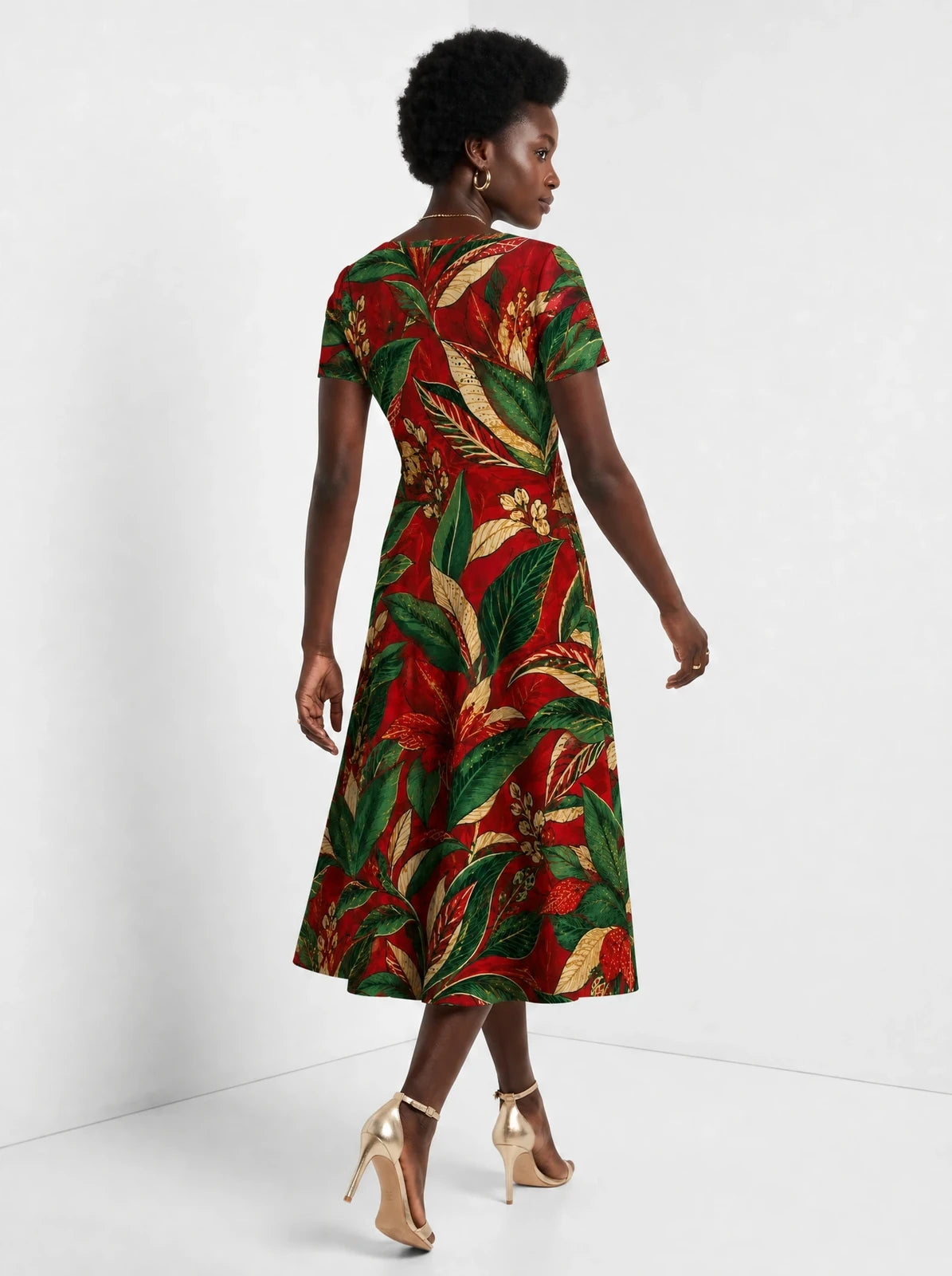 "Mitende" Sweetheart Midi Dress — back view on model