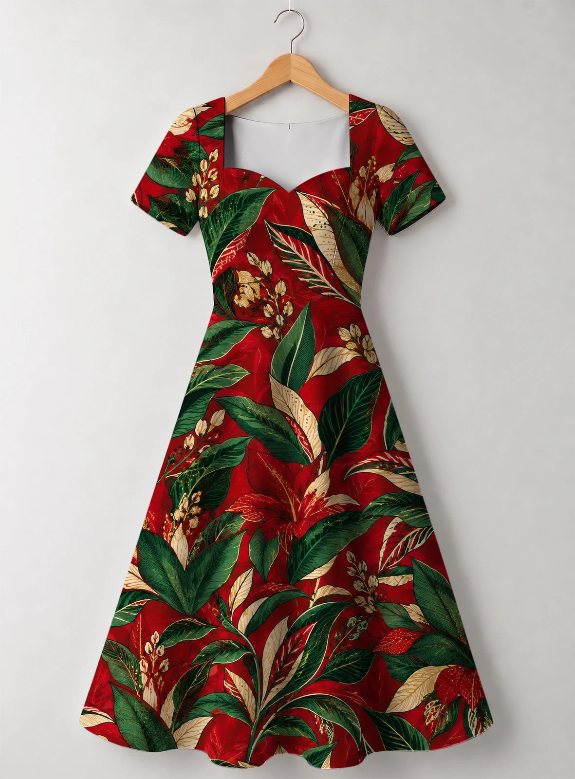 "Mitende" Sweetheart Midi Dress — front flat