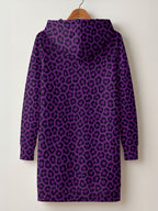 Purple Leopard Hoodie Dress
