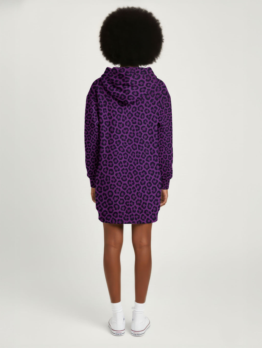 Purple Leopard Hoodie Dress