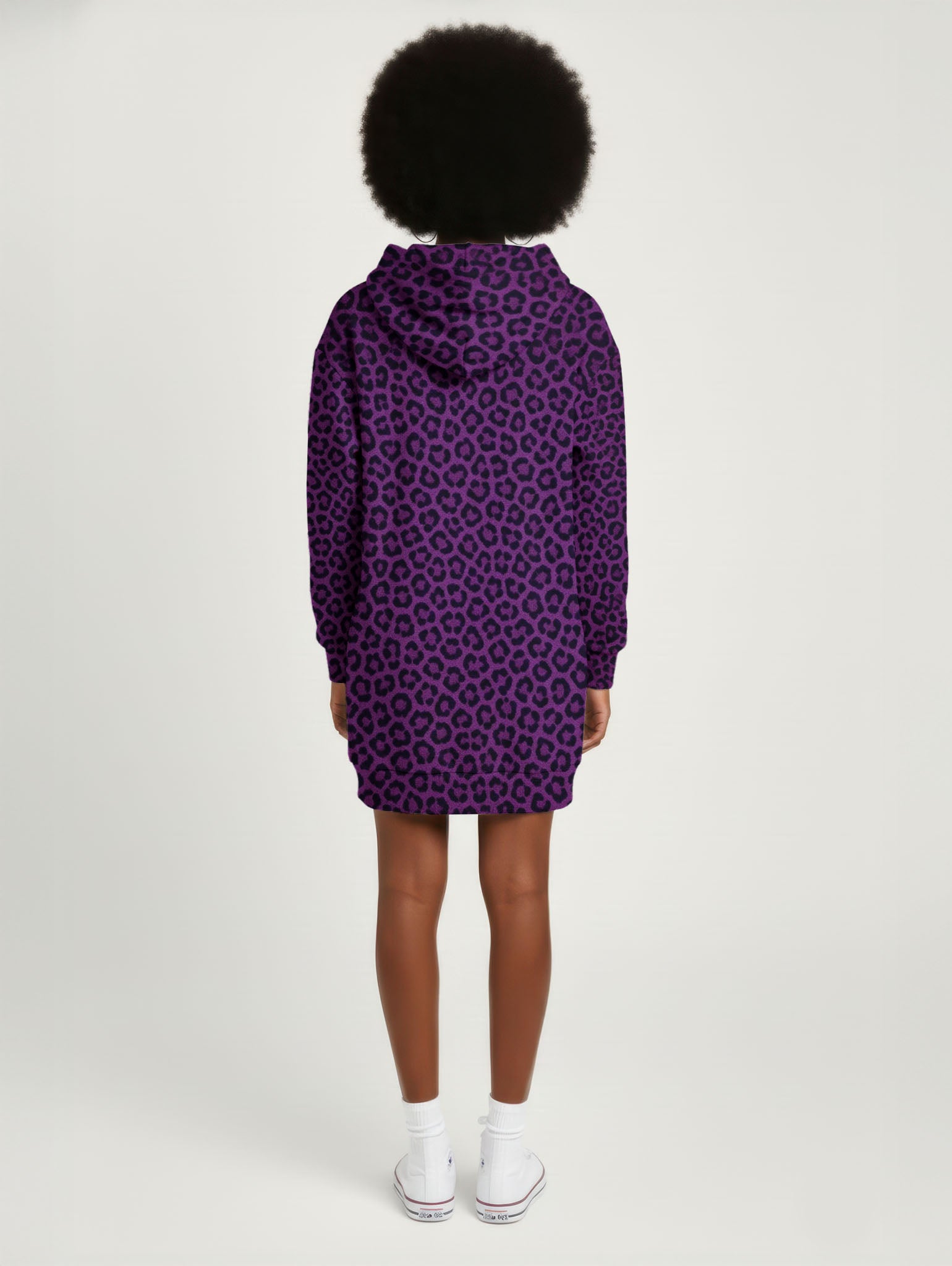 Purple Leopard Hoodie Dress