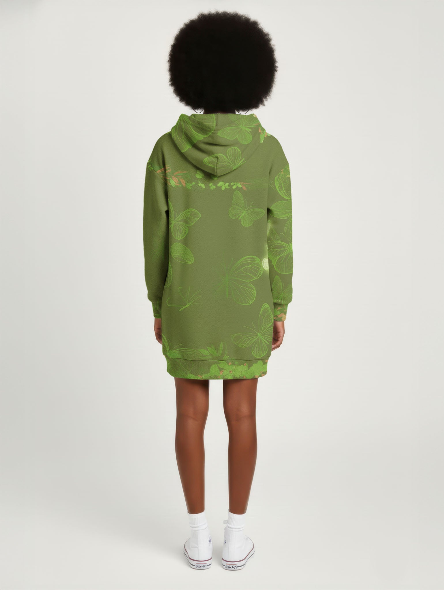 Green Orchid Hoodie Dress