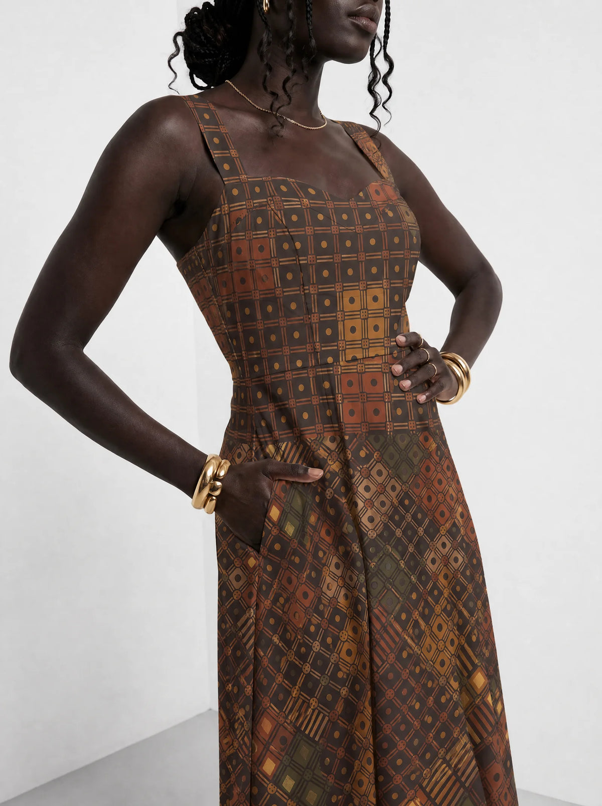 "Mkeka" Corset Dress — close-up of the bodice and the in-seam side pocket