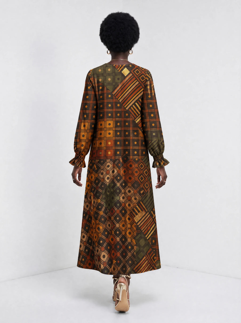 "Mkeka" Long Sleeve Maxi Dress — back view on model