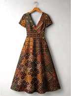 "Mkeka" Short Sleeve Maxi Dress
