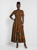 "Mkeka" Short Sleeve Maxi Dress — front