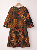 "Mkeka" Stacked Ruffle Sleeve Dress