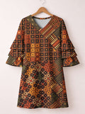 "Mkeka" Stacked Ruffle Sleeve Dress