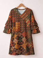 "Mkeka" Stacked Ruffle Sleeve Dress