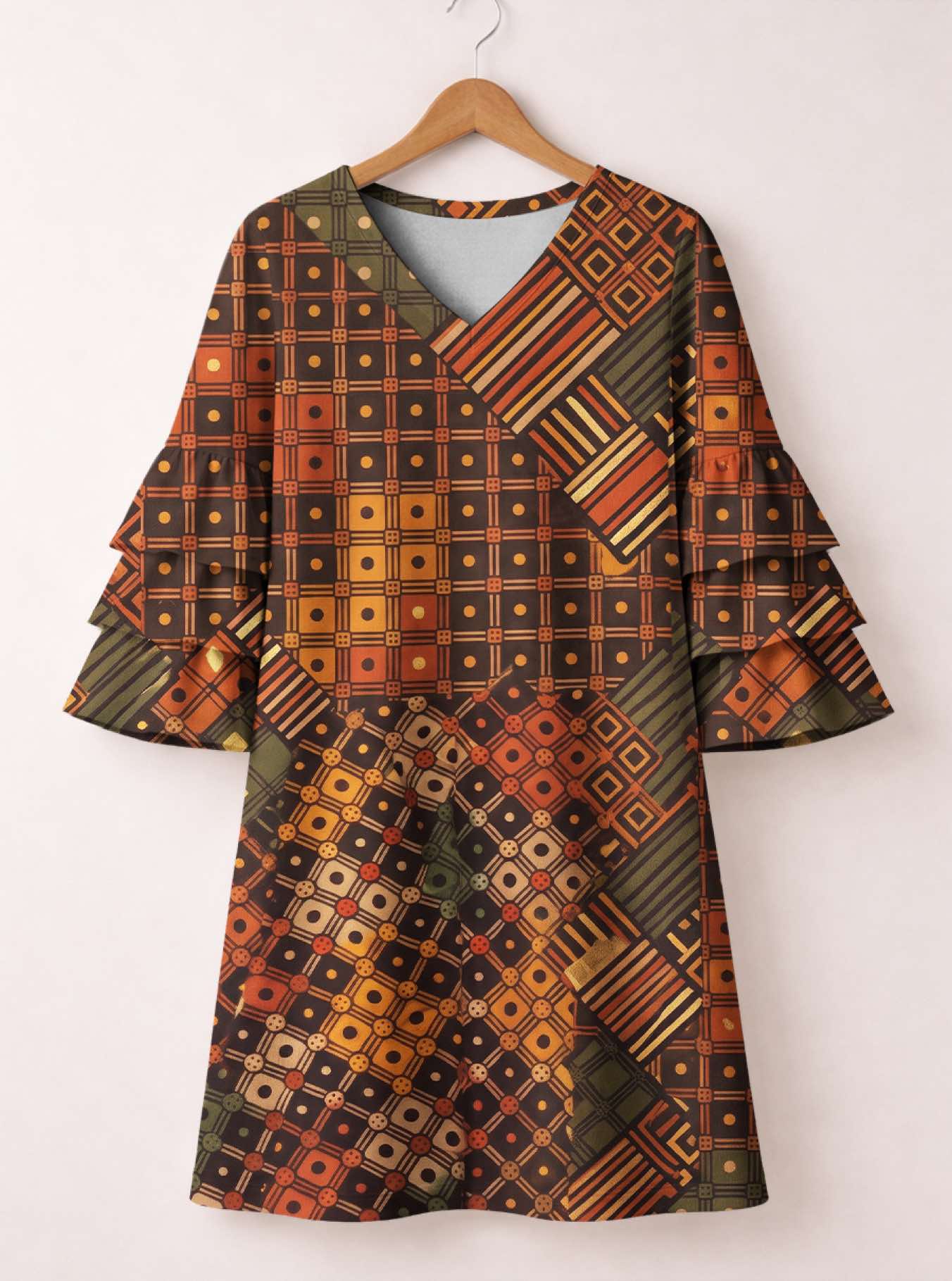 "Mkeka" Stacked Ruffle Sleeve Dress
