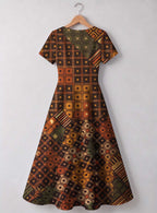 "Mkeka" V Neck Midi Dress