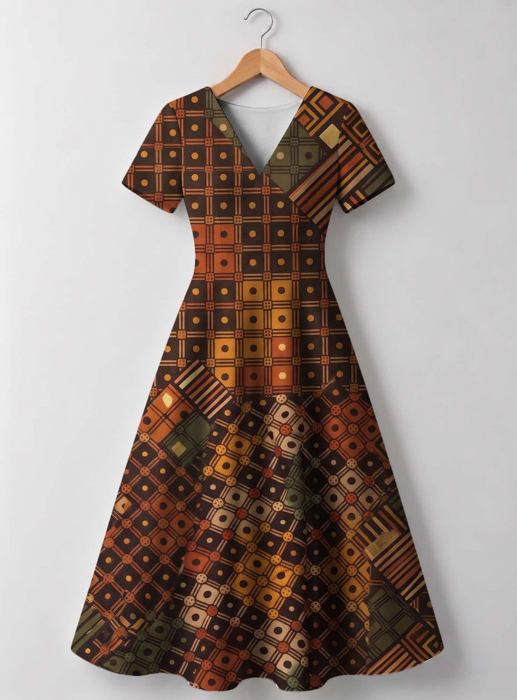 "Mkeka" V Neck Midi Dress