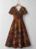 "Mkeka" V Neck Midi Dress