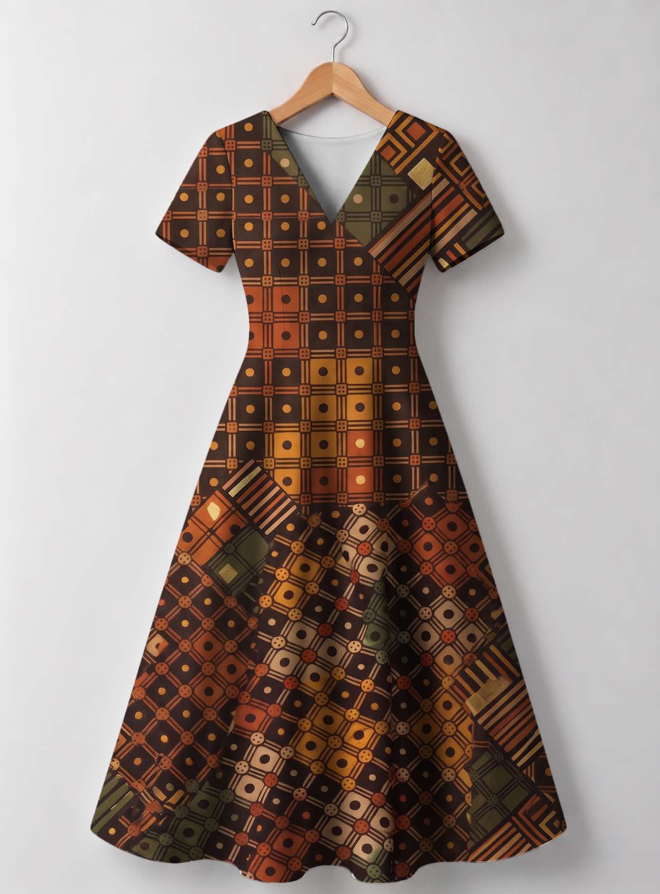 "Mkeka" V Neck Midi Dress