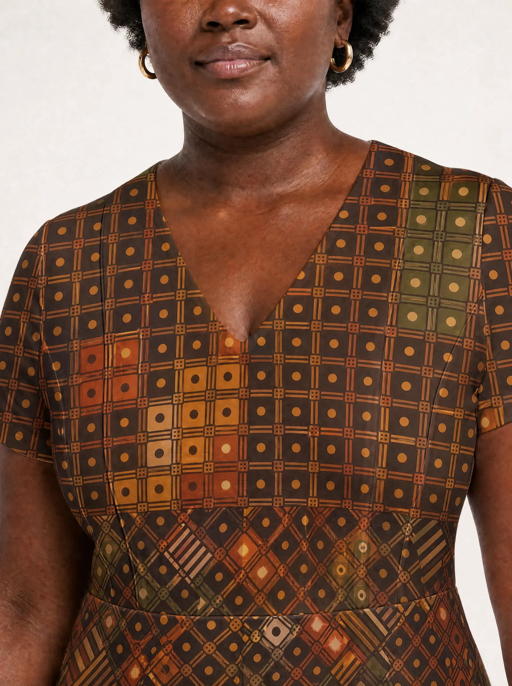 "Mkeka" V Neck Midi Dress — on model