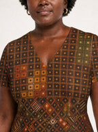 "Mkeka" V Neck Midi Dress — on model