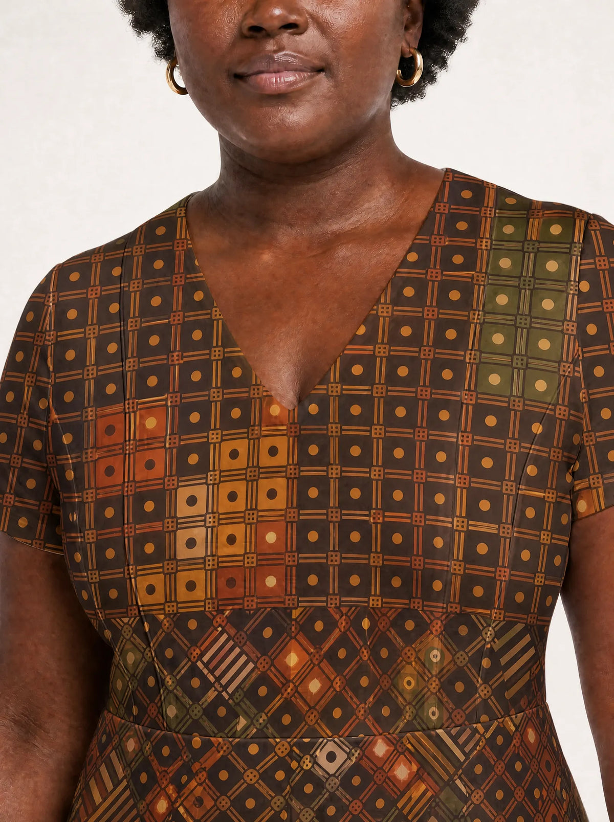 "Mkeka" V Neck Midi Dress — on model