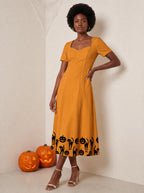 "Mkesha" Halloween Sweetheart Midi Dress — front view on model