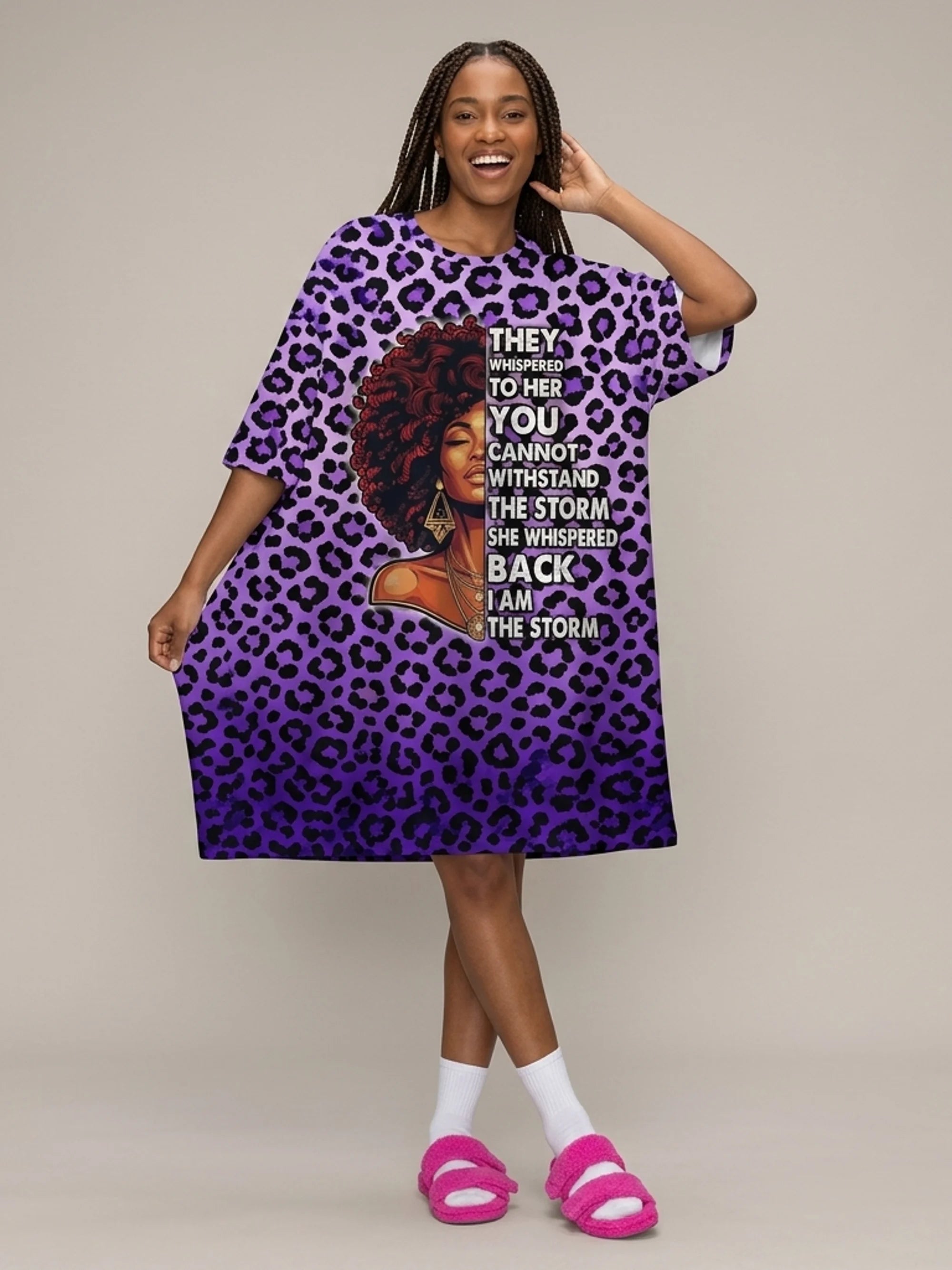 "Unstoppable" Amethyst Leopard Sleep Tee