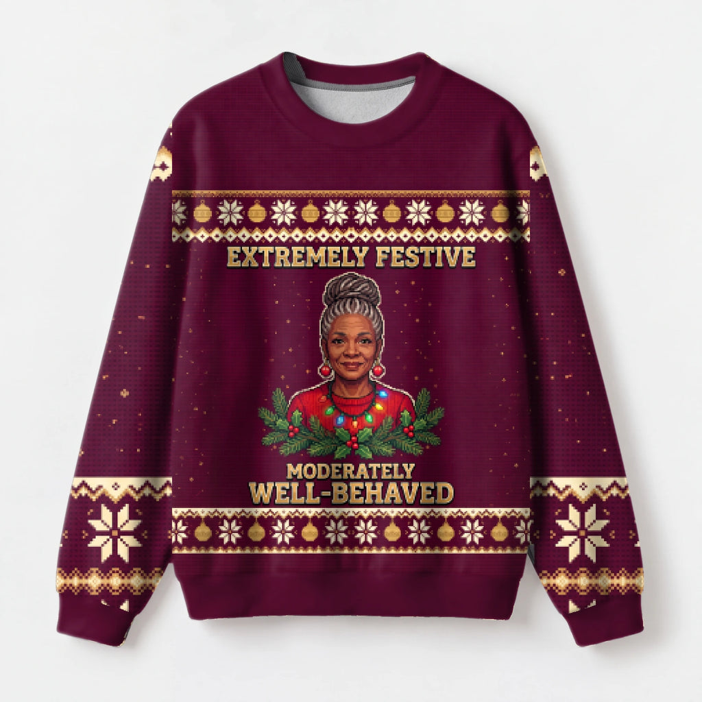 "Moderately" Christmas Sweatshirt — front view