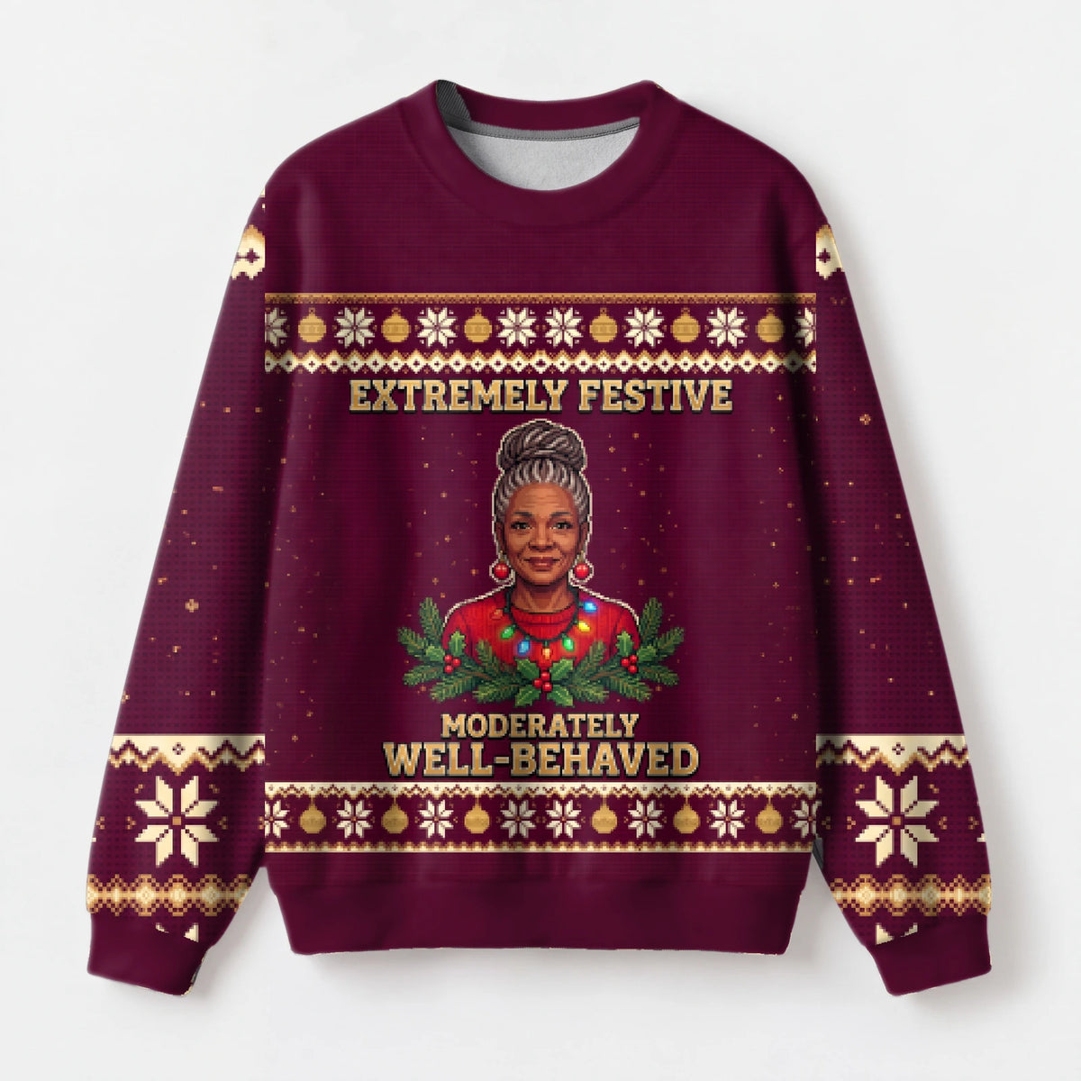 "Moderately" Christmas Sweatshirt — front view
