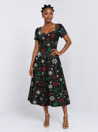 "Mraba" Sweetheart Midi Dress — front view on model
