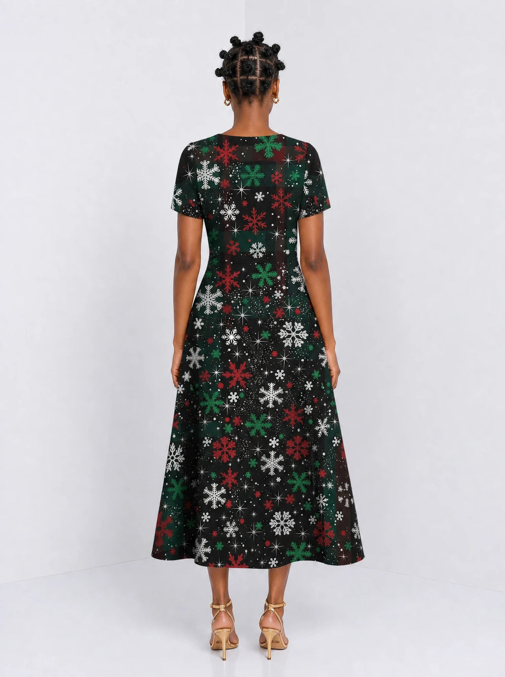 "Mraba" Sweetheart Midi Dress — back view on model