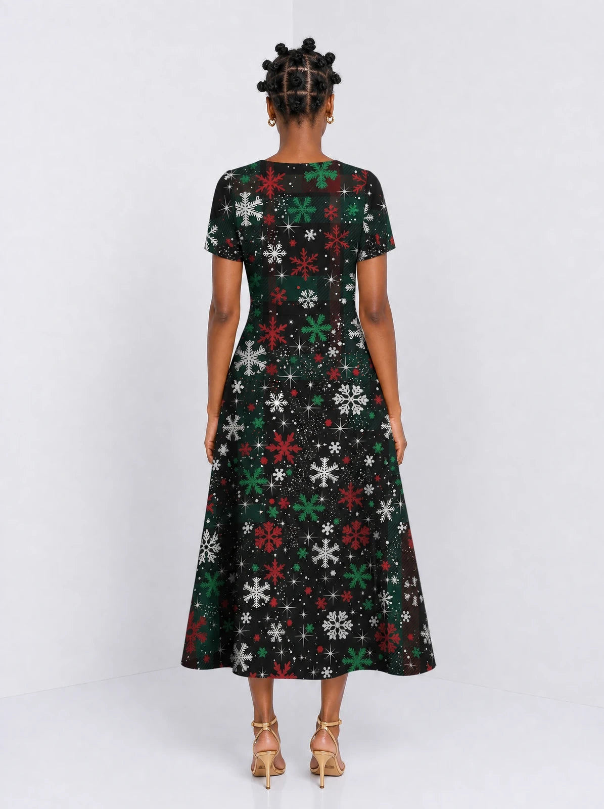 "Mraba" Sweetheart Midi Dress — back view on model