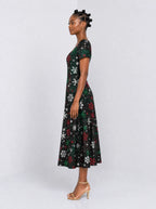 "Mraba" Sweetheart Midi Dress — side view on model