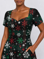 "Mraba" Sweetheart Midi Dress — styled on model
