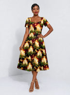 "Mshumaa" Sweetheart Midi Dress — front view on model