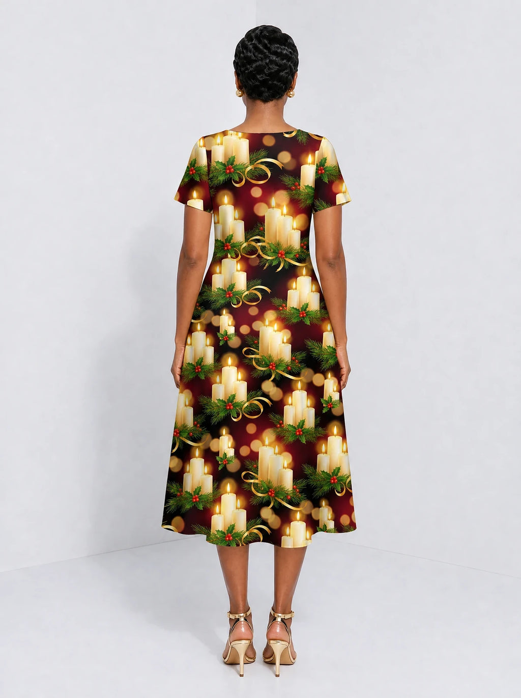 "Mshumaa" Sweetheart Midi Dress — back view on model