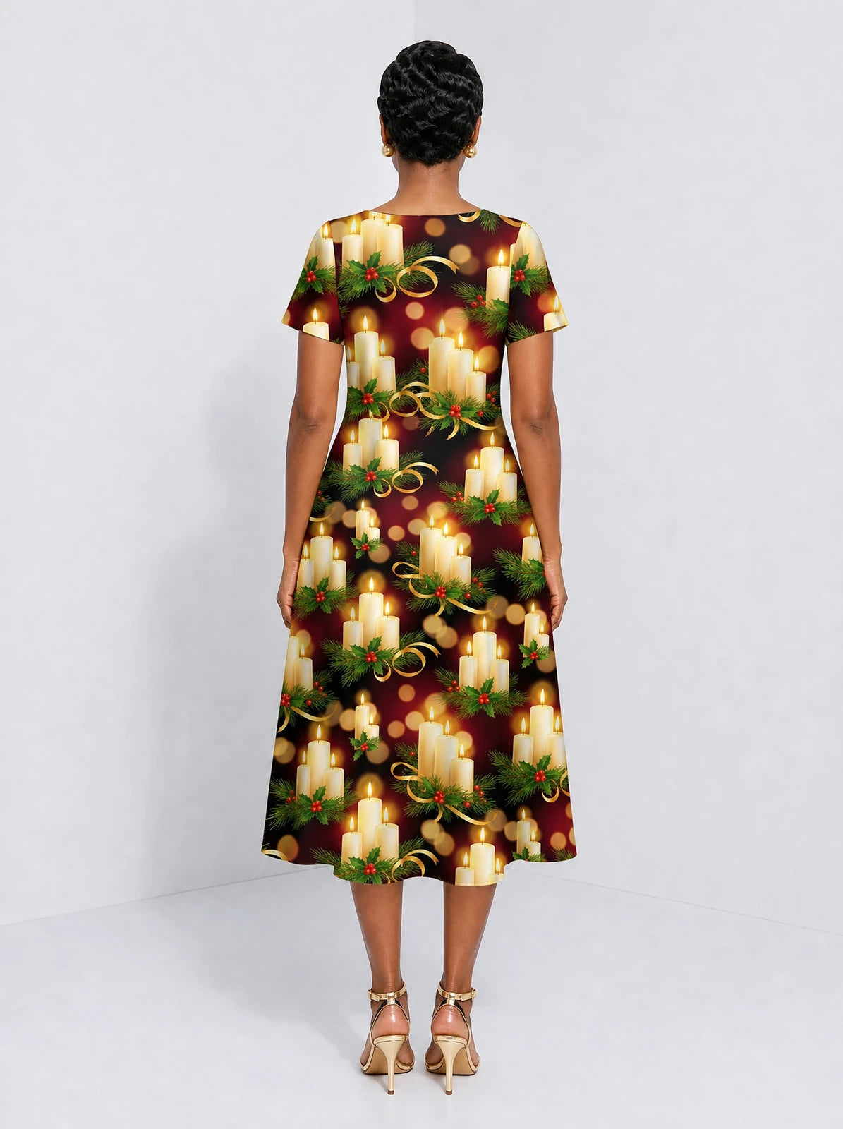 "Mshumaa" Sweetheart Midi Dress — back view on model