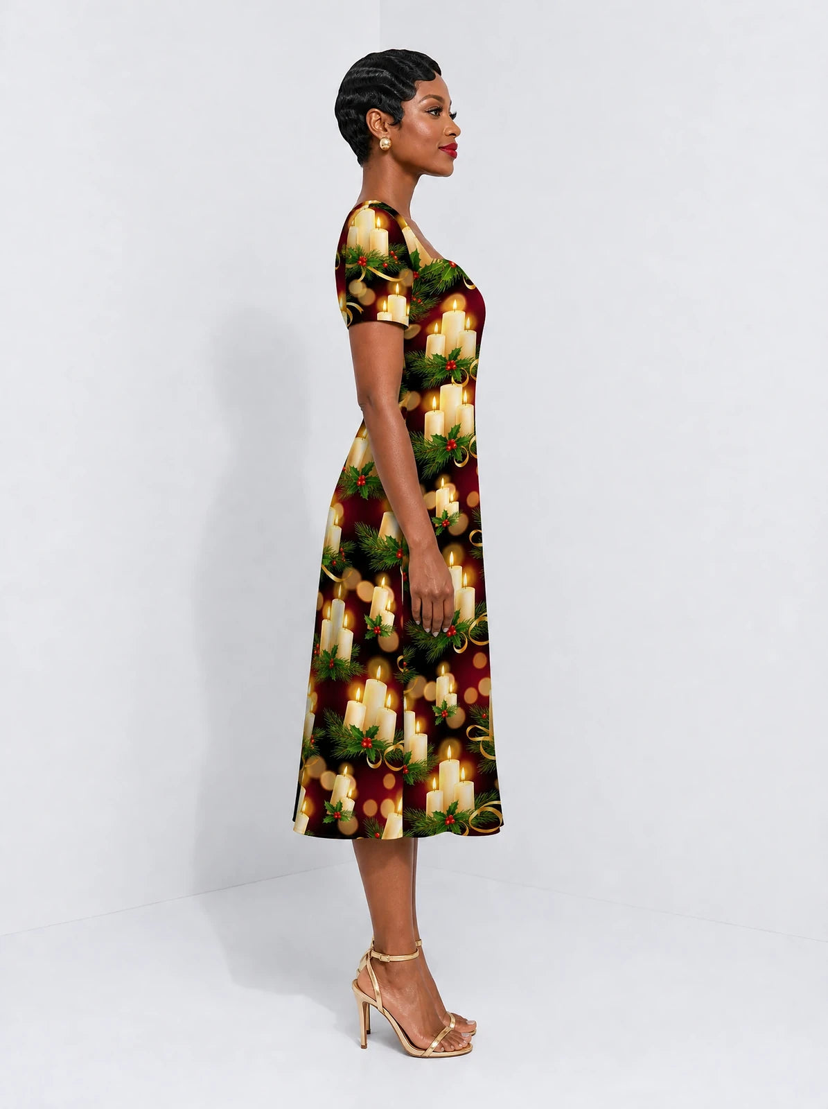 "Mshumaa" Sweetheart Midi Dress — side view on model