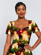 "Mshumaa" Sweetheart Midi Dress — styled on model