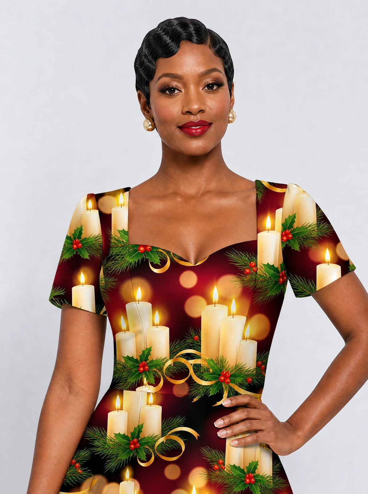"Mshumaa" Sweetheart Midi Dress — styled on model