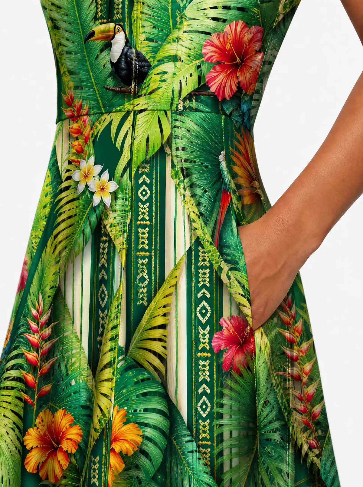 "Msitu" V Neck Midi Dress — back