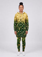 "Msonobari" Christmas Hoodie Dress — front view on model, styled with the matching leggings