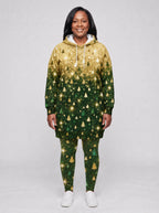 "Msonobari" Christmas Hoodie Dress — front view on model, styled with the matching leggings