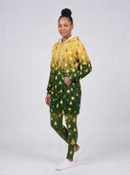 "Msonobari" Christmas Hoodie Dress — three-quarter view on model, styled with the matching leggings