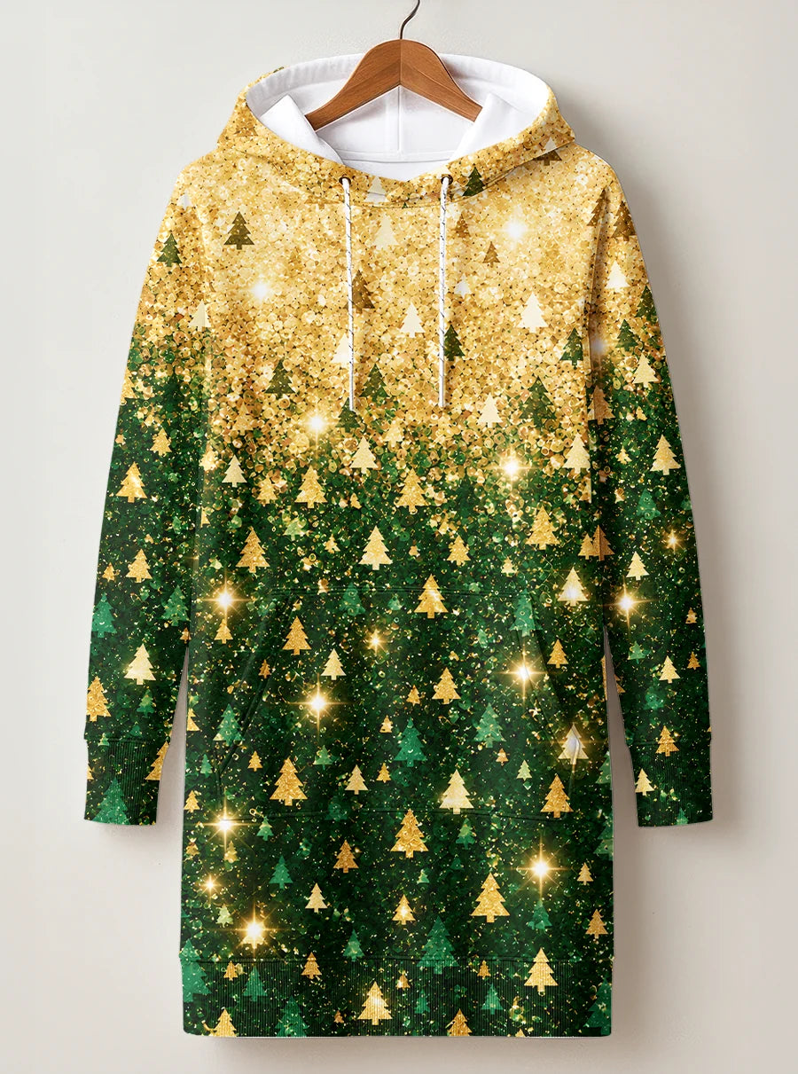 "Msonobari" Christmas Hoodie Dress — front flat